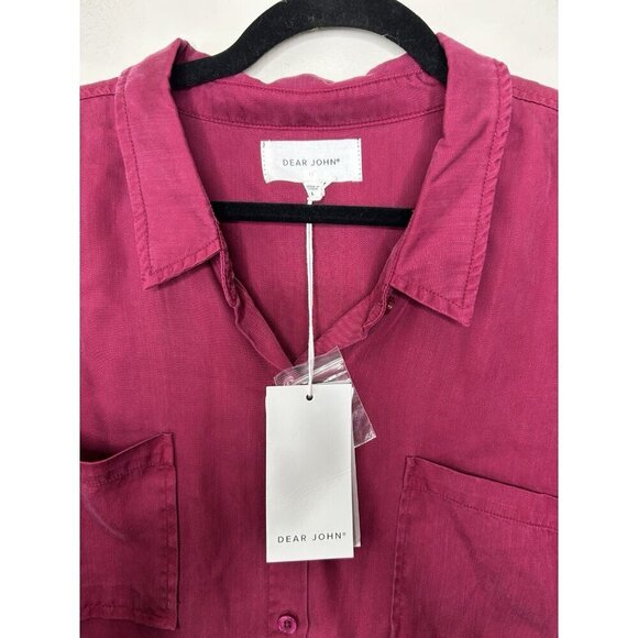 Dear John Long Sleeve Tencel Maroon Red Women’s Button Down Top Size Large NWT - Picture 3 of 9